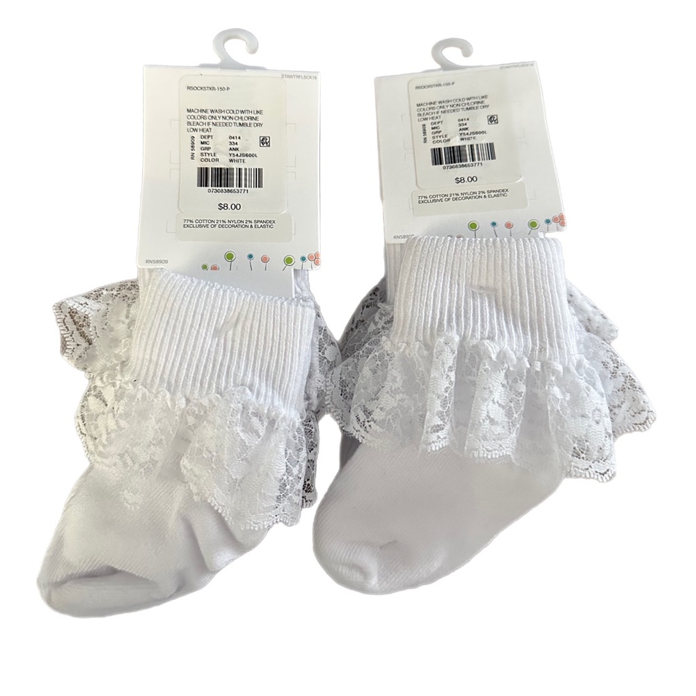Starting Out Lace Socks 12-24 Months 6 Pairs (2 Sets of 3) - Picture 2 of 3